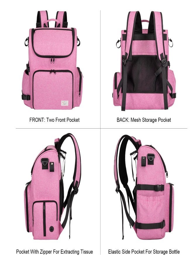 Modoker Dog Travel Bag Backpack, Airline Approved Pet Accessories Organizer for Dog and Cat with Shoulder Strap, 2 Dog Food Storage Containers, 2 Collapsible Dog Bowls,1 Pet Mat, Pink - Image 2